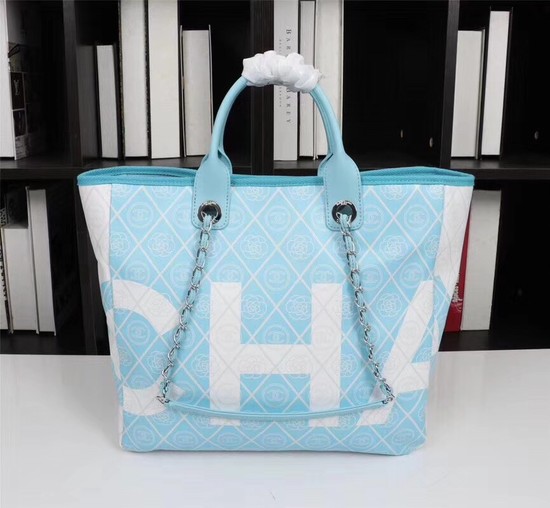 Chanel Cowhide Tote Bag 7180 sky blue