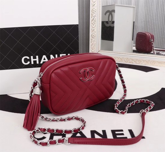 Chanel mini Sheepskin Leather cross-body bag 4669 red