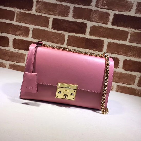 Gucci Cowhide Padlock medium GG shoulder bag 409486 pink