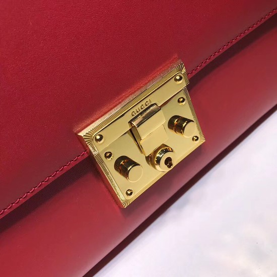 Gucci Cowhide Padlock medium GG shoulder bag 409486 red