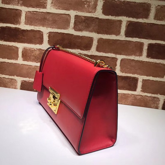 Gucci Cowhide Padlock medium GG shoulder bag 409486 red