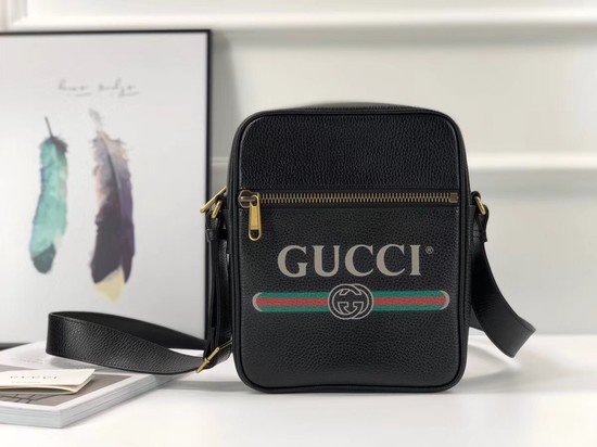 Gucci GG Calfskin Leather Messenger Bags 523691 black