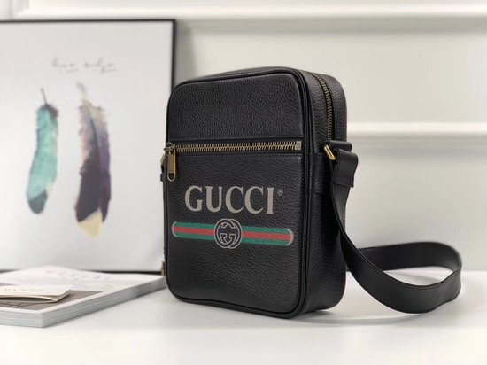 Gucci GG Calfskin Leather Messenger Bags 523691 black