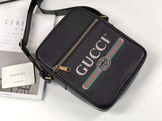Gucci GG Calfskin Leather Messenger Bags 523691 black