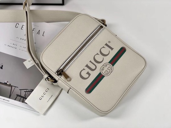 Gucci GG Calfskin Leather Messenger Bags 523691 white