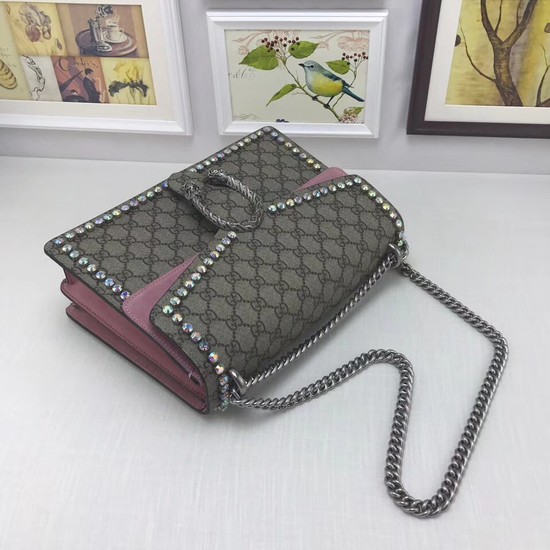 Gucci Dionysus GG medium crystal shoulder bag 403348 pink