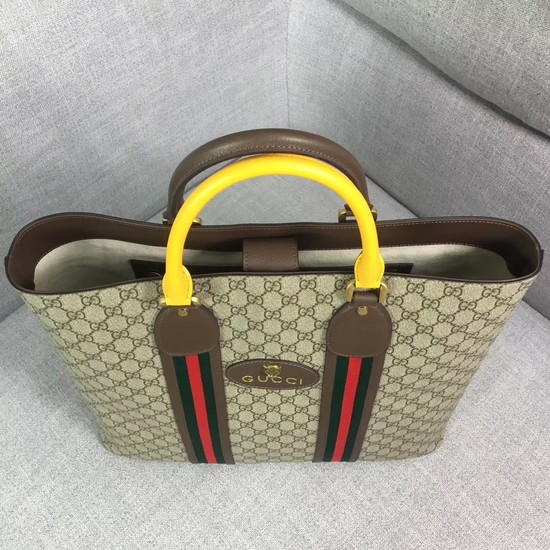 Gucci GG Supreme Canvas tote bag 473870 Yellow&brown