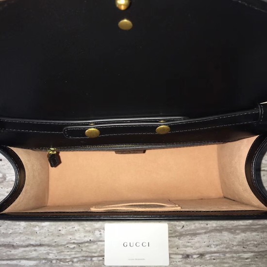 Gucci Fox lobster Bamboo Top Handle Bag 466434 Black