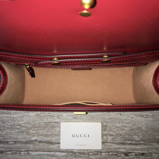 Gucci Fox lobster Bamboo Top Handle Bag 466434 red