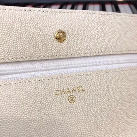 Chanel WOC Original Caviar Leather Flap cross-body bag V33814 cream gold chain