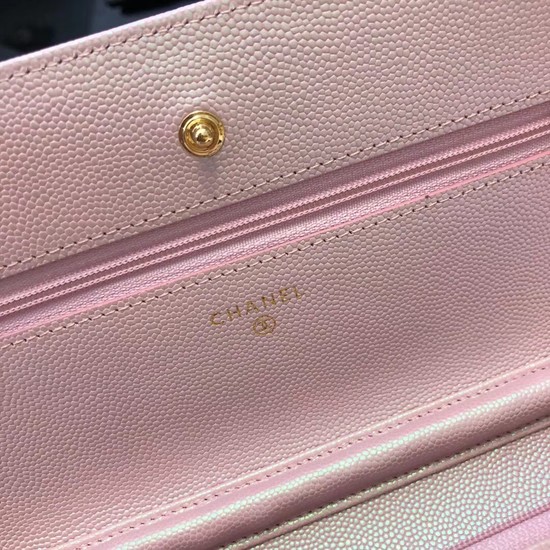 Chanel WOC Original Caviar Leather Flap cross-body bag V33814 pink Gold chain