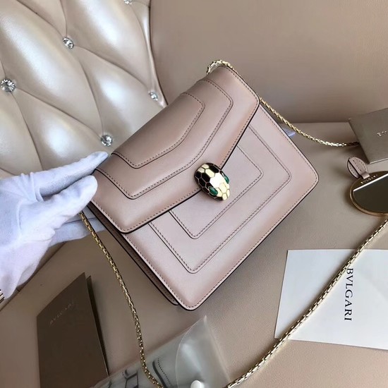 BVLGARI Serpenti Forever leather flap bag 5589 light pink