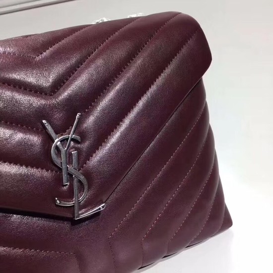 SAINT LAURENT Loulou Monogram medium quilted leather shoulder bag 74558 Wine