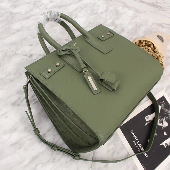 SAINT LAURENT Sac de Jour Slouch small grained leather 5711 green