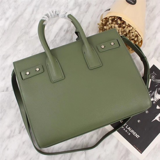 SAINT LAURENT Sac de Jour Slouch small grained leather 5711 green