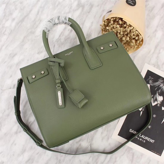 SAINT LAURENT Sac de Jour Slouch small grained leather 5711 green