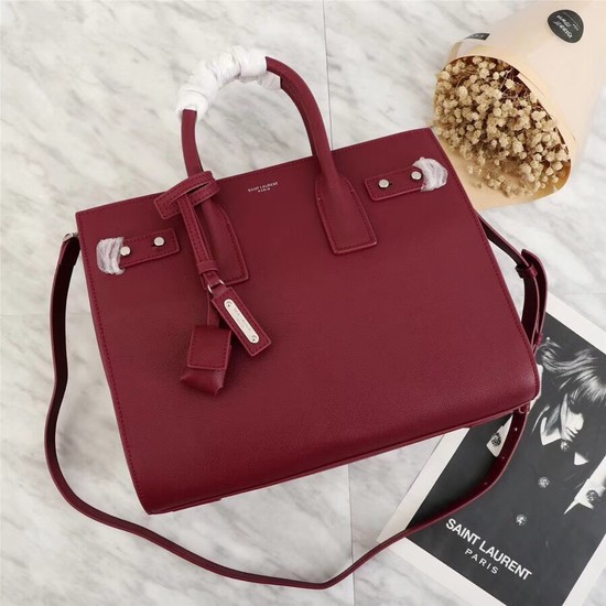 SAINT LAURENT Sac de Jour Slouch small grained leather 5711 red