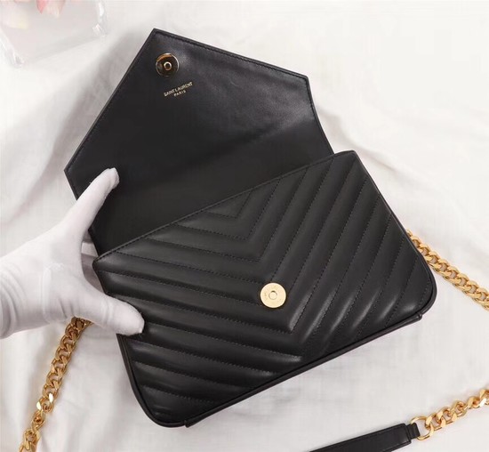 Saint Laurent small quilted leather satchel 26603 black