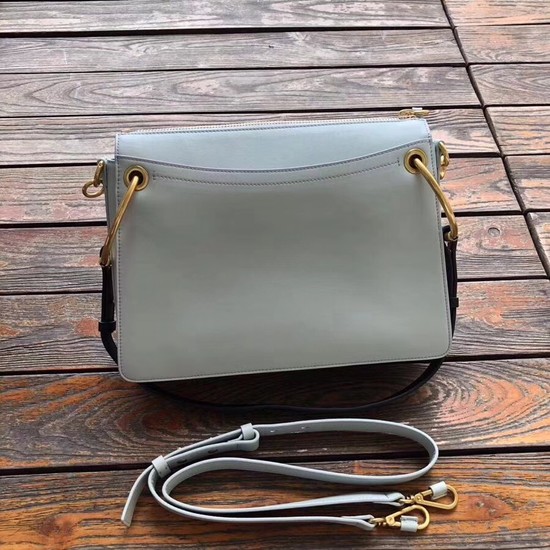 CHLOE Roy leather and suede Medium shoulder bag 20656 Light blue