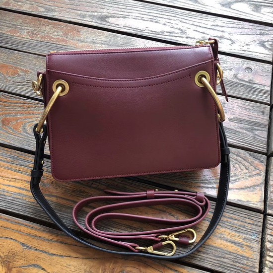 CHLOE Roy leather and suede small shoulder bag 20657 Plum purple