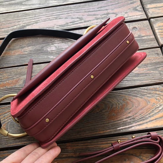 CHLOE Roy leather and suede small shoulder bag 20657 Plum purple