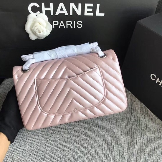 Chanel Classic original Sheepskin Leather Shoulder Bag 1112V pink silver chain