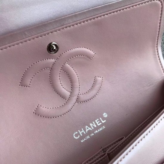 Chanel Classic original Sheepskin Leather Shoulder Bag 1112V pink silver chain