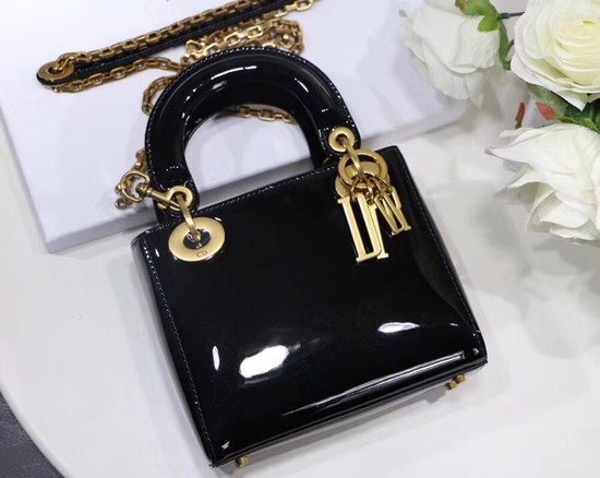 Dior calfskin Mini Lady bag M0598 black