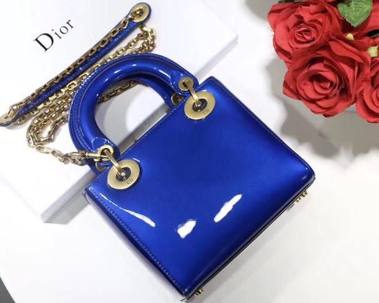 Dior calfskin Mini Lady bag M0598 blue