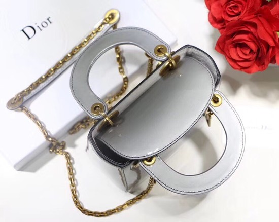 Dior calfskin Mini Lady bag M0598 silver