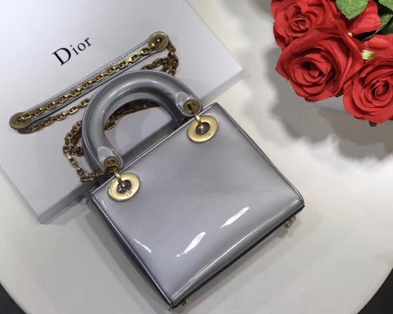 Dior calfskin Mini Lady bag M0598 silver