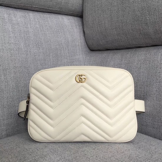 Gucci GG Marmont matelasse belt bag 523380 white