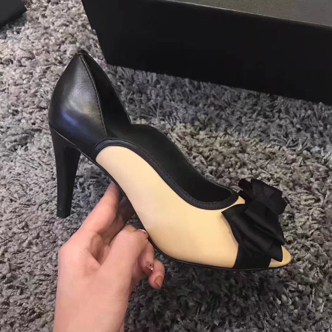 Chanel High heels CH2331LS Apricot&black heel of a shoe 8CM