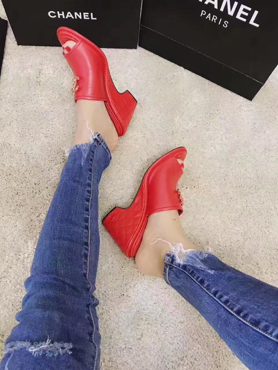 Chanel slippers CH2329LS red