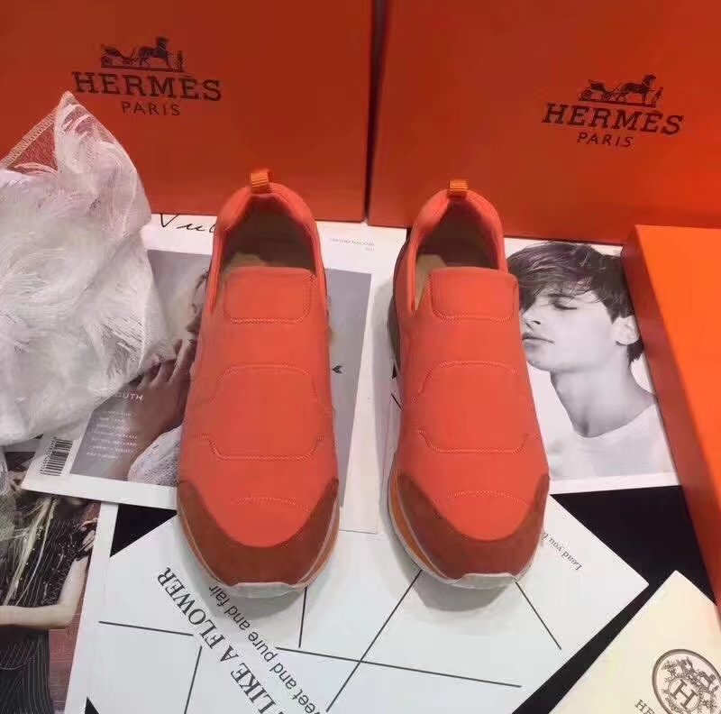 Hermes Lovers Casual Shoes HO784365 orange