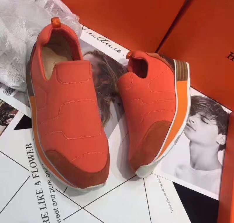 Hermes Lovers Casual Shoes HO784365 orange