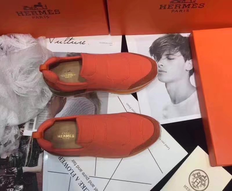 Hermes Lovers Casual Shoes HO784365 orange