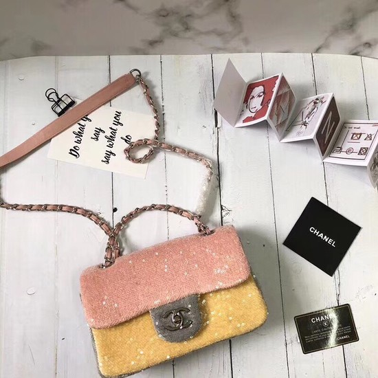 Chanel Flap Beads Shoulder Bag CF1116 pink&yellow
