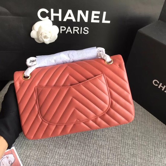 Chanel Flap Original Lambskin Leather Shoulder Bag 1112V watermelon red gold chain