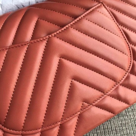 Chanel Flap Original Lambskin Leather Shoulder Bag 1112V watermelon red gold chain