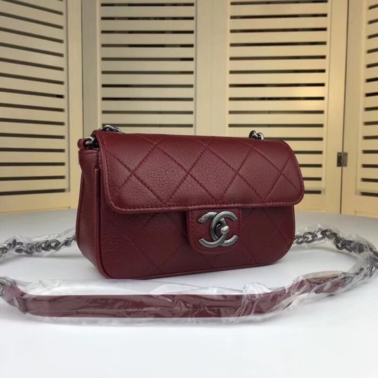 Chanel mini Leather cross-body bag 7739 Dark red