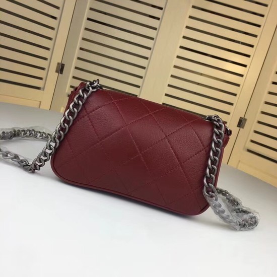 Chanel mini Leather cross-body bag 7739 Dark red