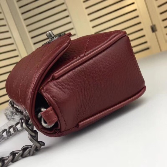 Chanel mini Leather cross-body bag 7739 Dark red