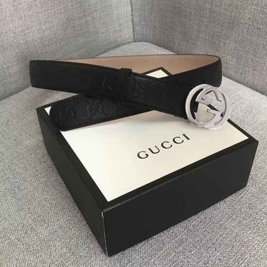 Gucci Signature leather belt 370543 black