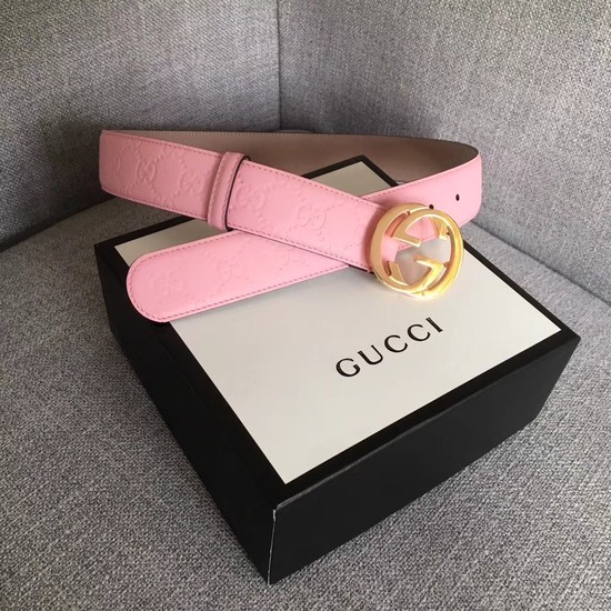 Gucci Signature leather belt 370543 pink