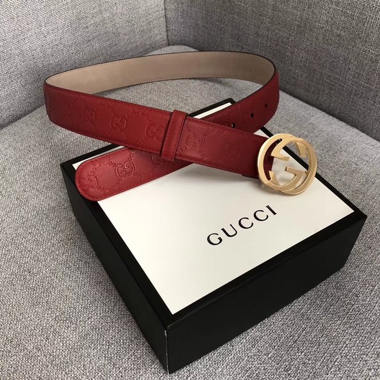 Gucci Signature leather belt 370543 red