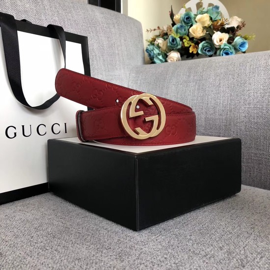 Gucci Signature leather belt 370543 red