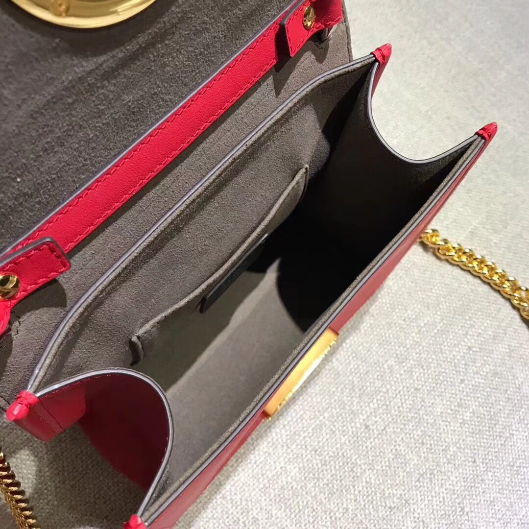 Fendi Calfskin Leather Flap Shoulder Bag 6695 red
