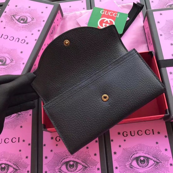 Gucci Leather Double G and crystals wallet 499313 black