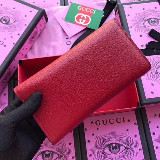 Gucci Leather Double G and crystals wallet 499313 red